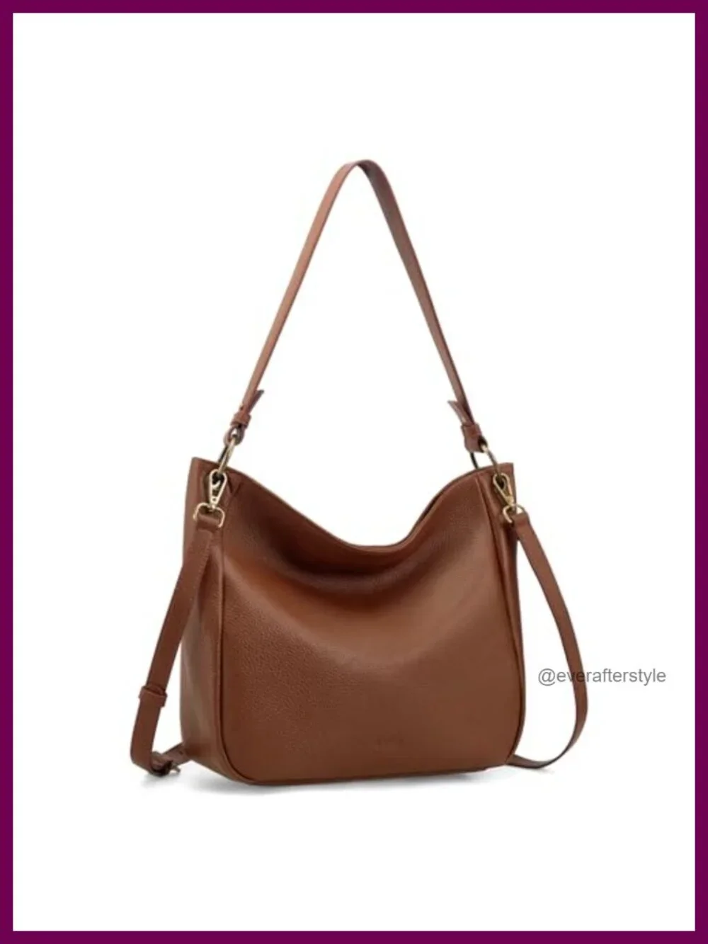 Genuine Leather Hobo Crossbody Bag with 2 Detachable Straps